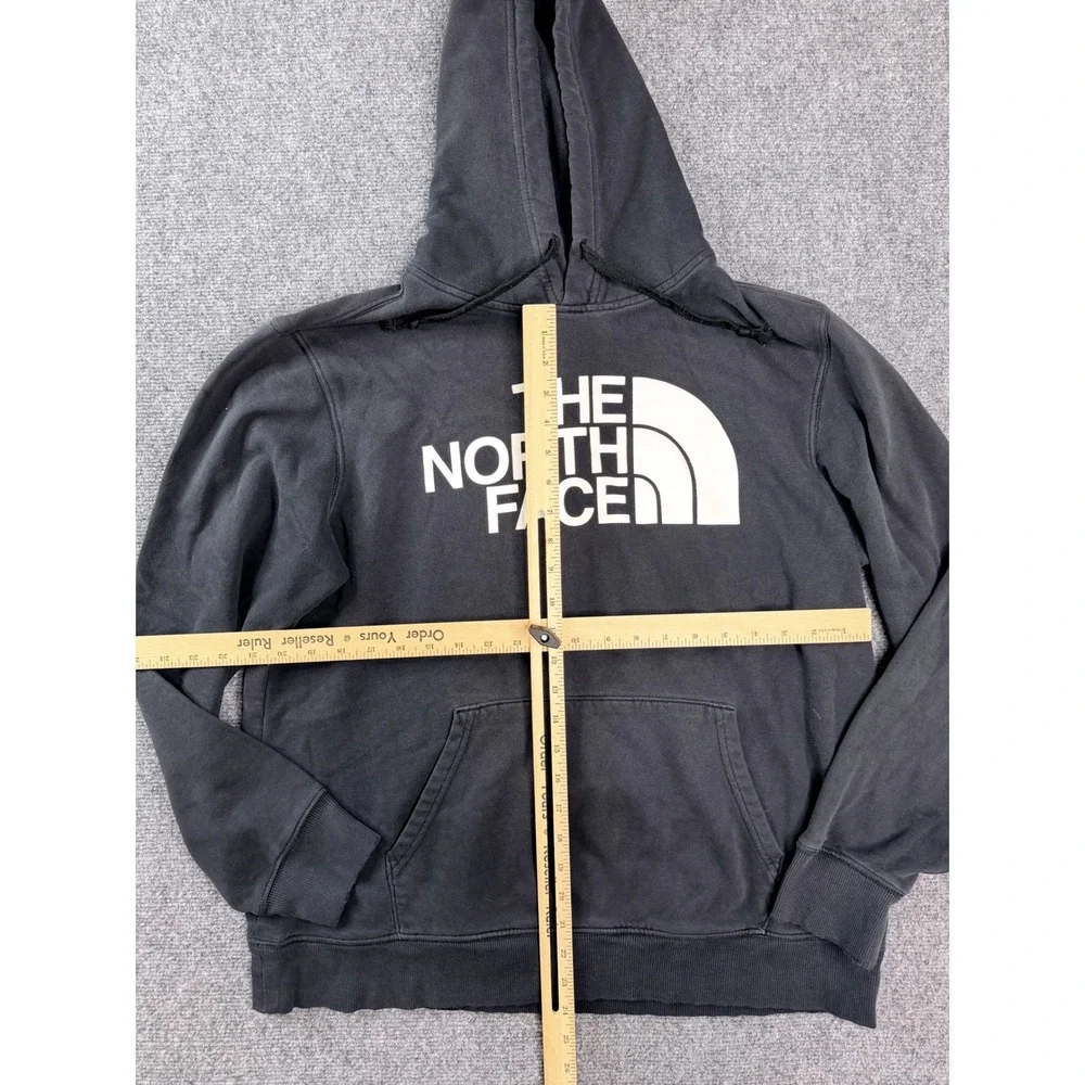 The North Face Mens Hoodie Large Black Pullover‎ Big Logo Fleece Sweatshirt L - Picture 3 of 7